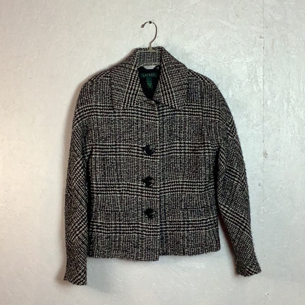 Black and white Ralph Lauren tweed alpaca wool blazer